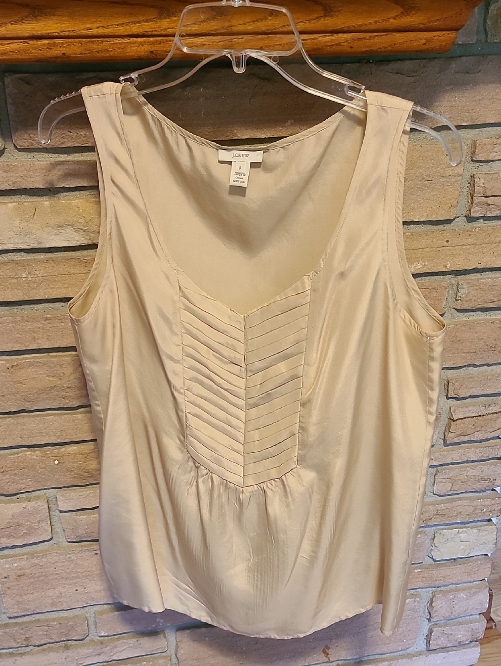 J. Crew Cream Pleated Front Sleeveless Camisole